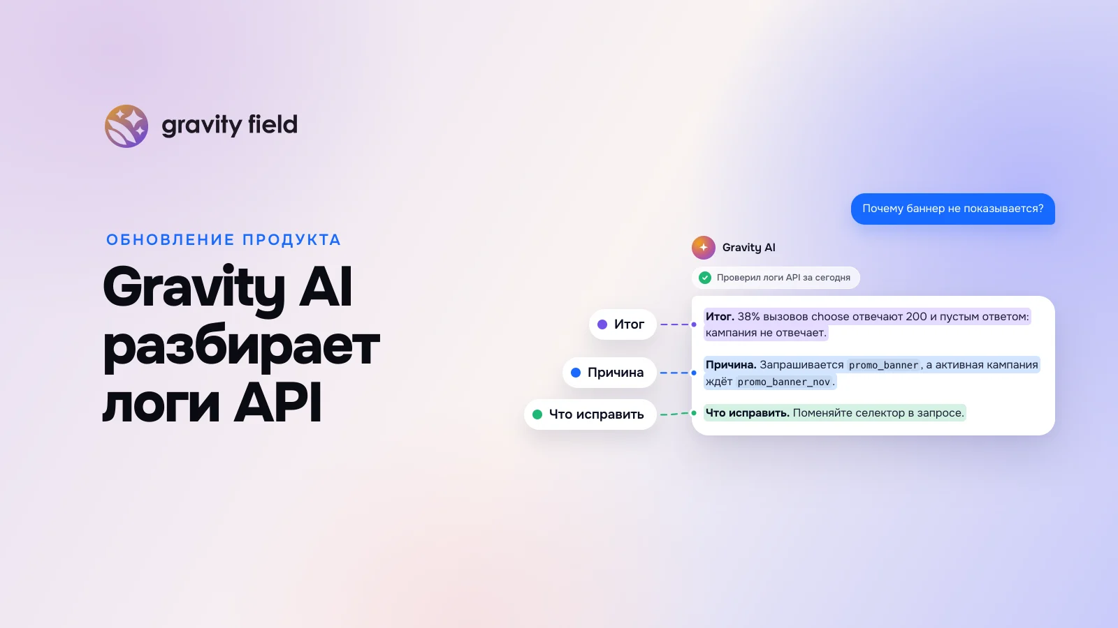 Gravity AI помогает найти причину, по которой кампания не показывается